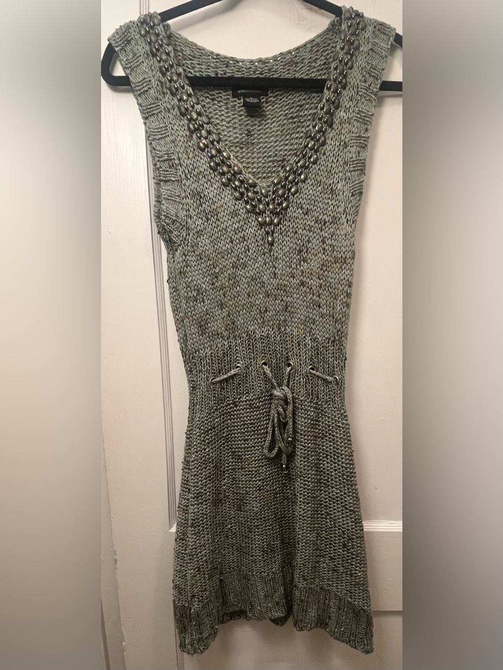 BCBGMAXAZRIA Embellished Marled Knit Sweater Dress Tunic - Size L